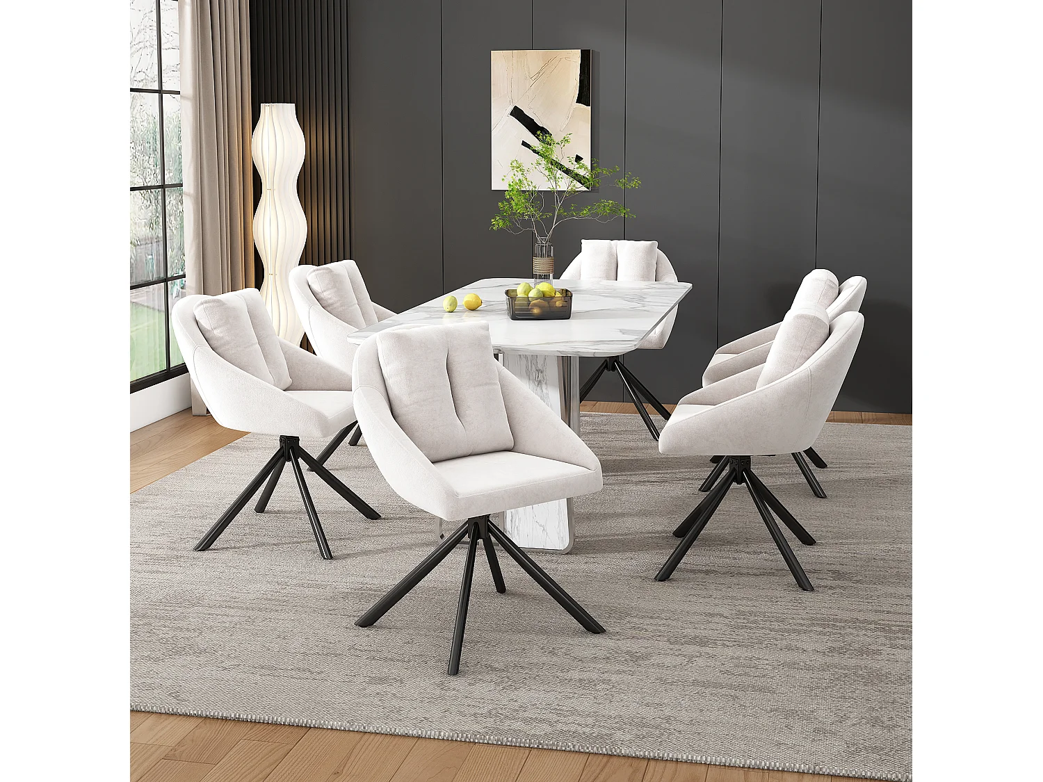 STOOLINK Set van 4 eetkamerstoelen, gestoffeerde stoelen met fluweel, keukenstoelen met rugleuning, mouwloze eetstoelen met sierstiksel, voor eetkamer, woonkamerstoelen - grijs