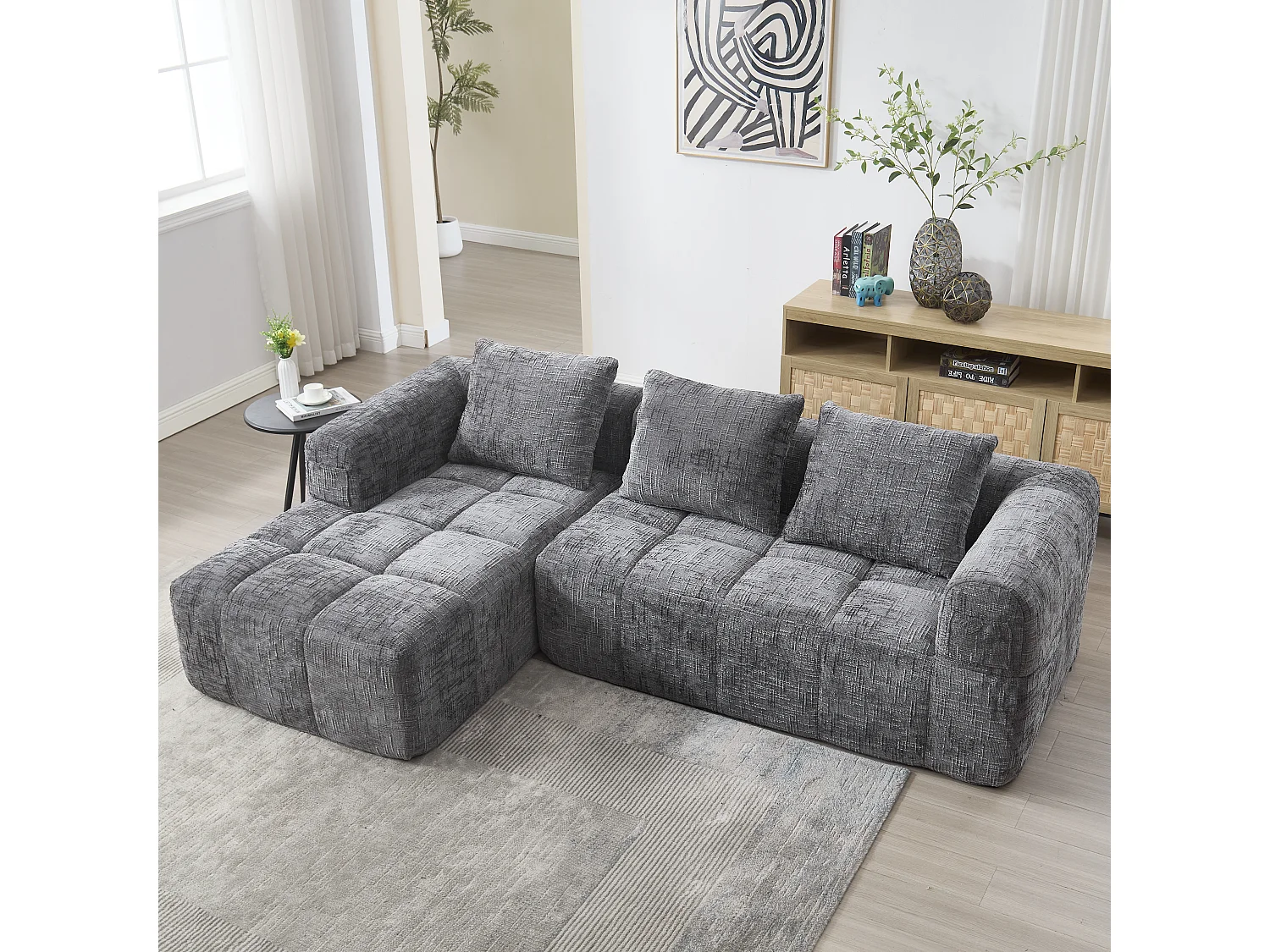 Organische Bank Colby Chenille 360cm - Naturel