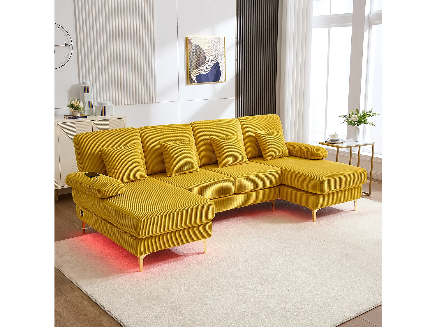 Gluhbirnen Bankhoes, fluweel, bankhoes voor zitbank, L-vorm, antislip