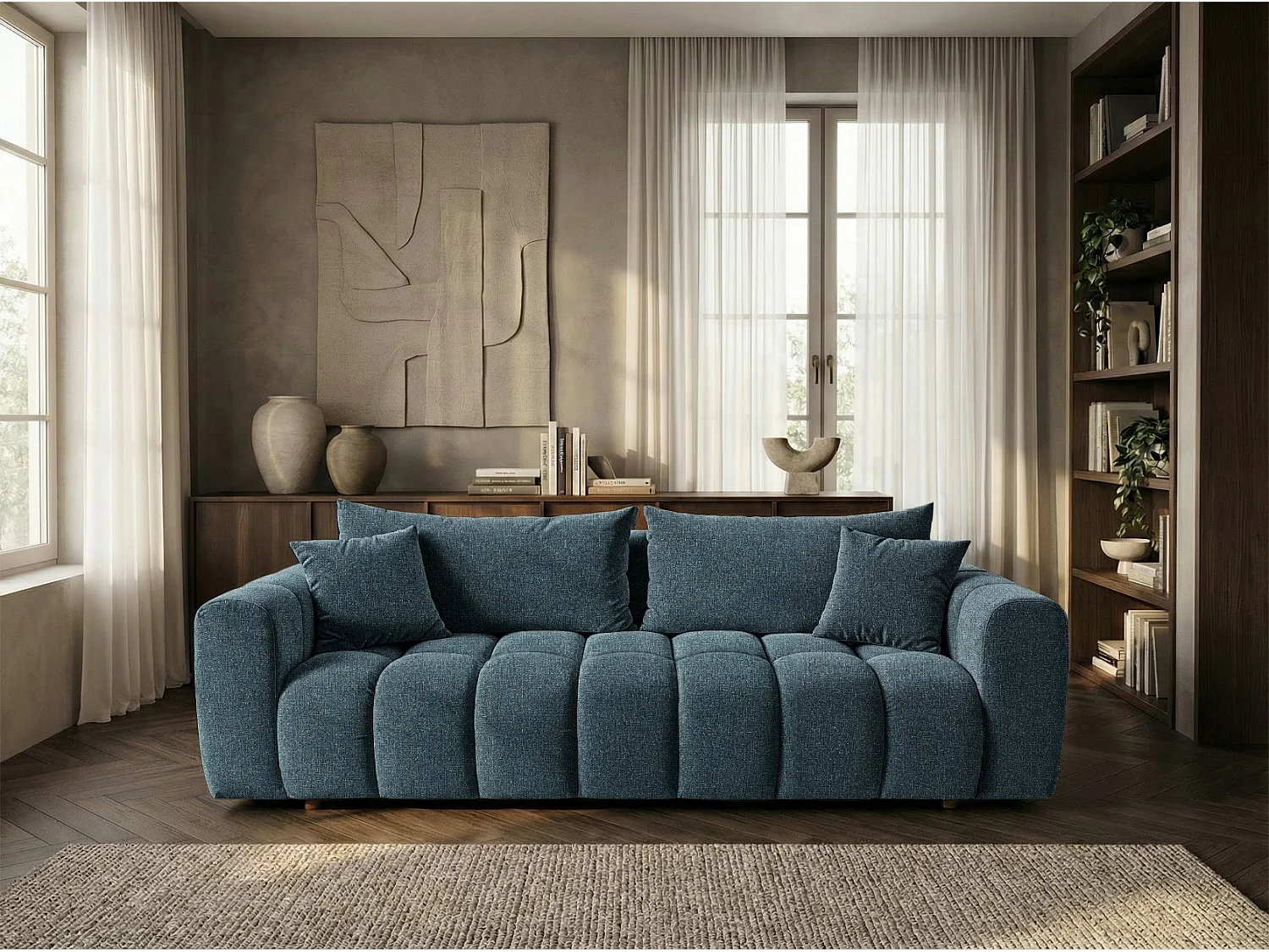 Omvormbare Stoffen Bank 3-Zits 240cm - COSMO LUXURY Lichtgrijs