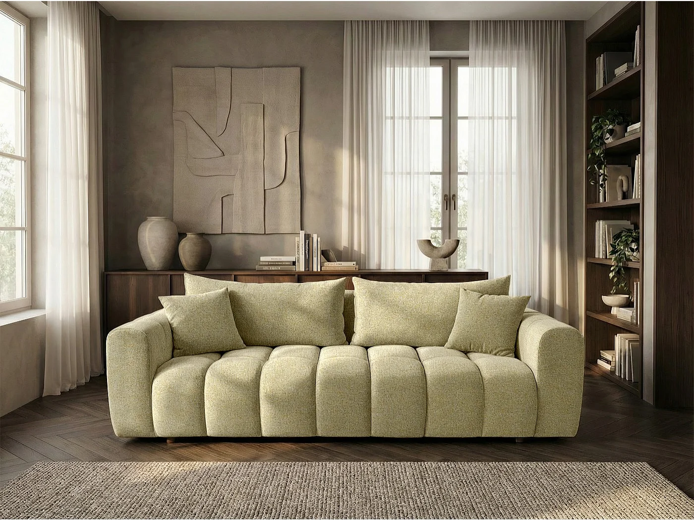 Omvormbare Stoffen Bank 3-Zits 240cm - COSMO LUXURY Lichtgrijs