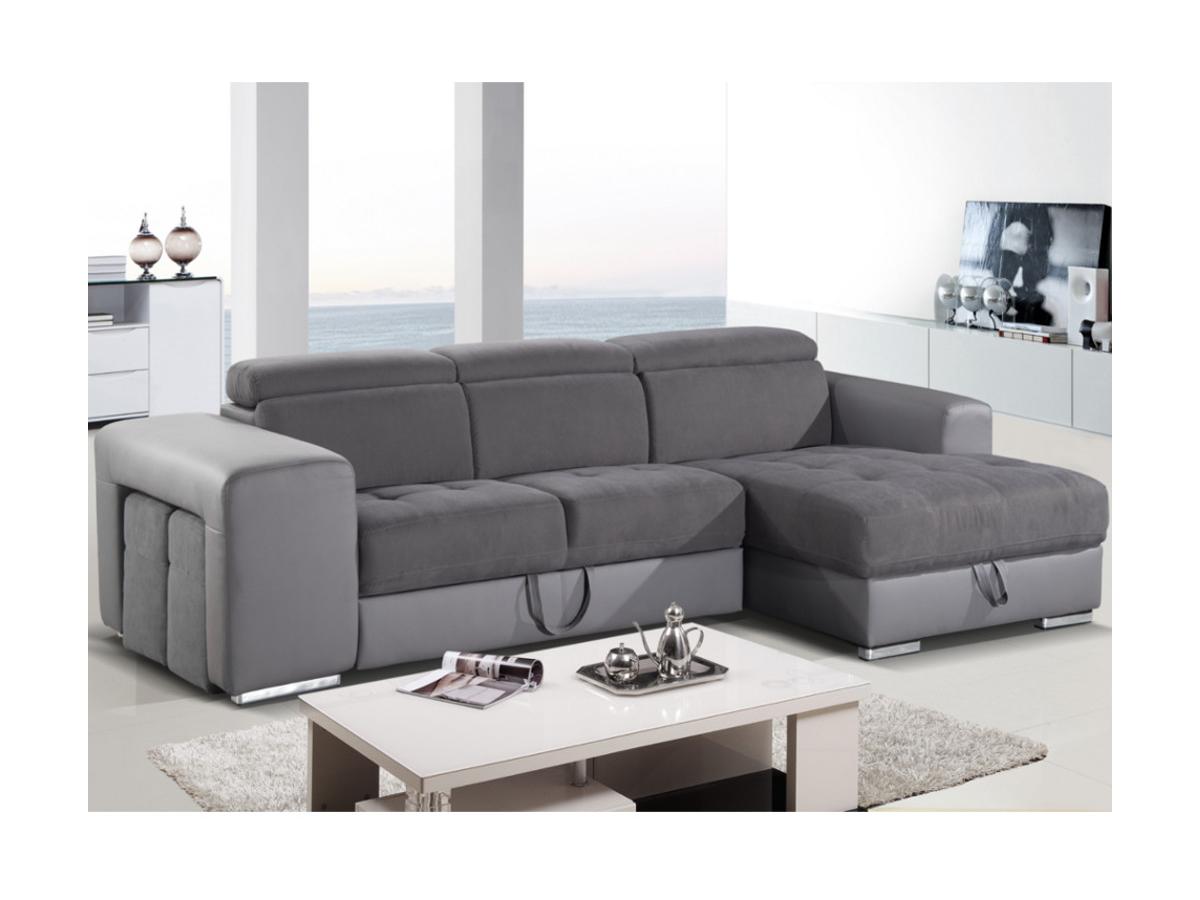 Hoekbedbank bruna stof en kunstleer antraciet of taupe